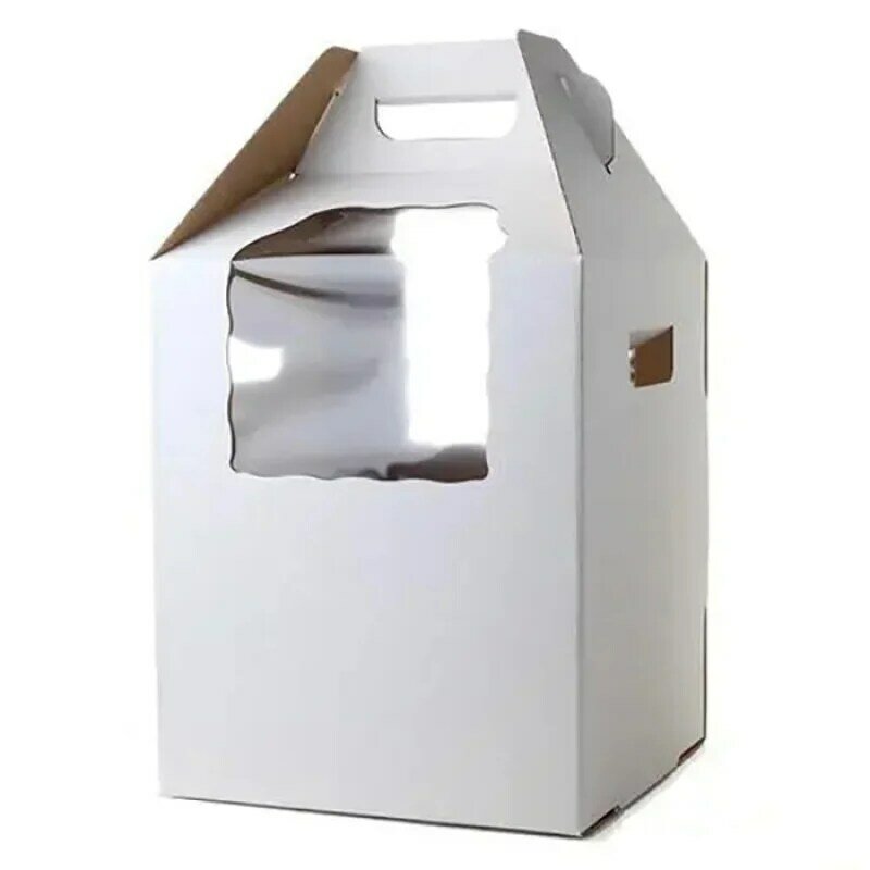 Spersonalizowany produkt z nadrukiem niestandardowym z Logo pudełko papierowe biodegradowalne pudełko deserowe pudełko papierowe opakowanie na ciasto z uchwytem i