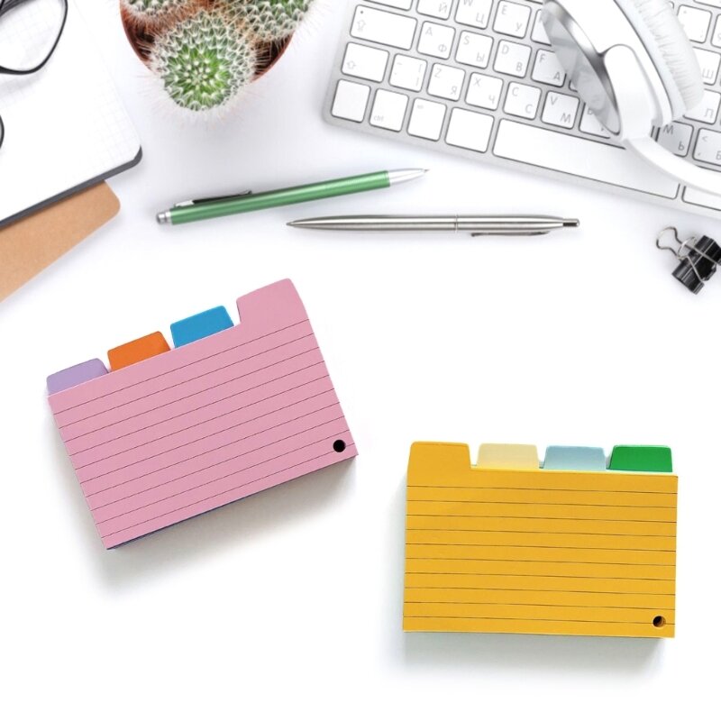100 Sheets Tabbed Index Cards 4 Colors Lined Index Cards Revision Cards Dropship