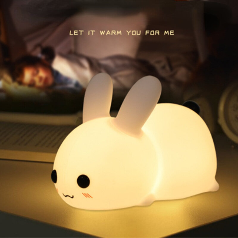 Touch Kaninchen Nacht Lichter Silikon Dimmbare USB Aufladbare Lampen für Kinder Baby Geschenke Cartoon Niedlichen Tier Bunny Nacht Lampe