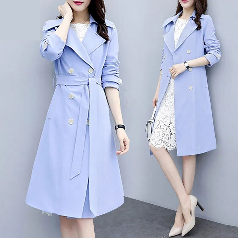 2023 New Casual Thin Trench Coat Women Outwear Mid Long Slim Windproof Coat Spring Female Windbreaker Coat Mujer M-3XL