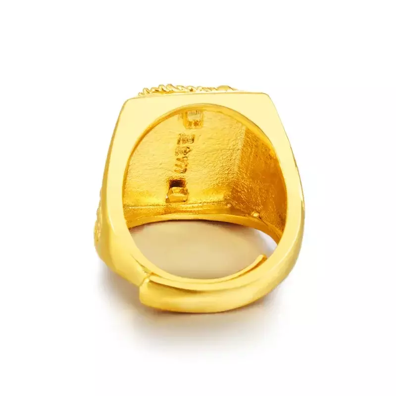 24 Karat reines Gelbgold Ring für Männer Luxus Gravur Drachen verstellbare Ringe Gentleman Hochzeits feier Schmuck Geschenk 2024 Trend