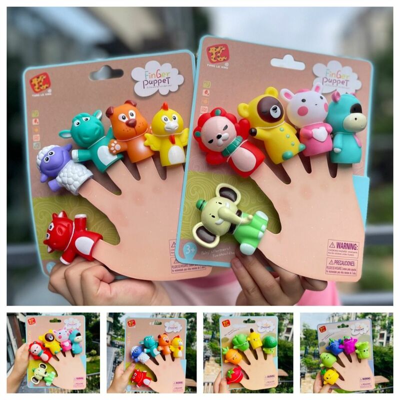 Mini marionetas de mano de animales, juguete educativo de seguridad Montessori, juego de marionetas de dedo, mordedor de conejo, juguetes para masticar, 5 piezas