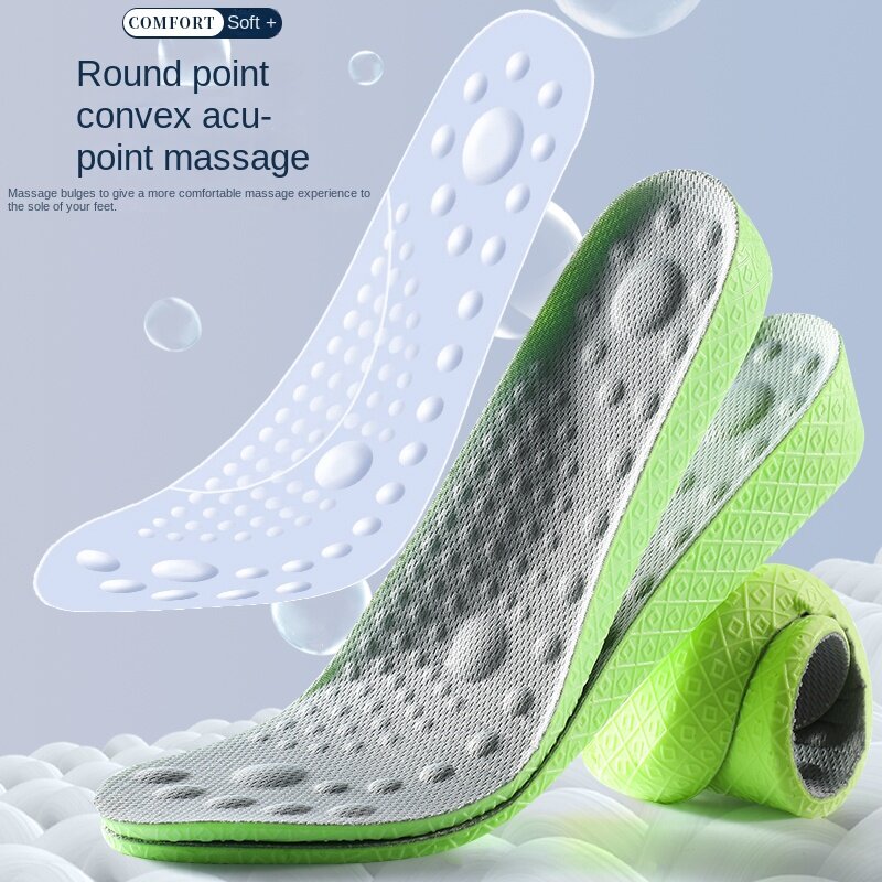 1.5-3.5cm Invisiable Height Increase Insoles for Women Men Green Shoes Sole Pad Breathable Shock Absorption Feet Care Cushion