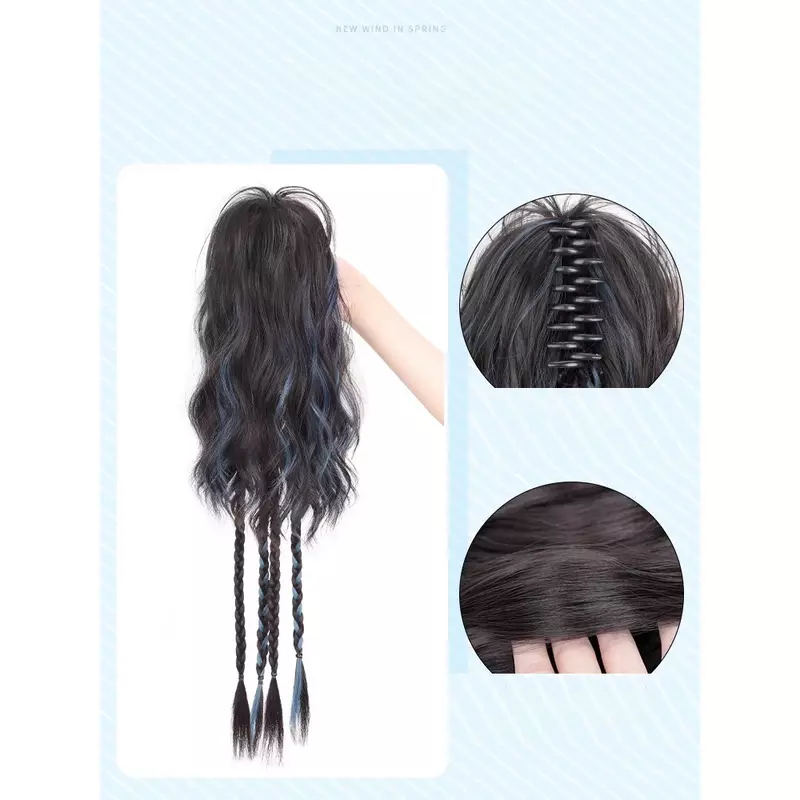 Fashionable Energetic Girl Ponytail Wig Braid Dopamine Grabbing Clip Waterfall Curly Hair High Ponytail New