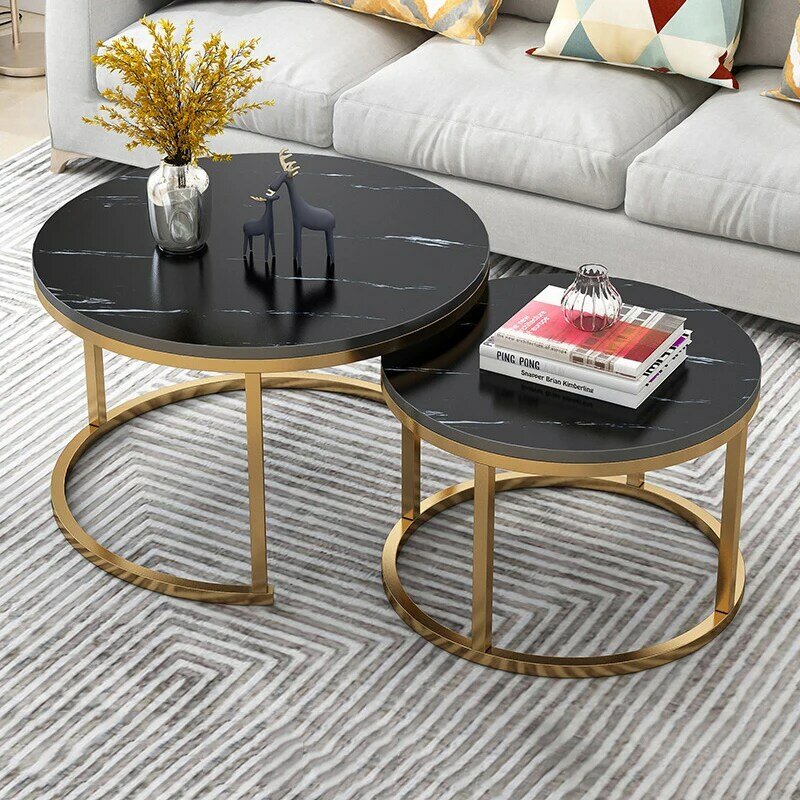 Tavolini da caffè di lusso Set di 2 divani da soggiorno tavolino rotondo ovale creativo tavolino da pranzo moderno Mesa Centro Salon