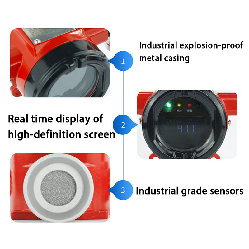 KOOJN Fixed Gas Detector Combustible Gas H2 Hydrogen Sulfide Industrial Explosion-proof Temperature And Humidity Detector