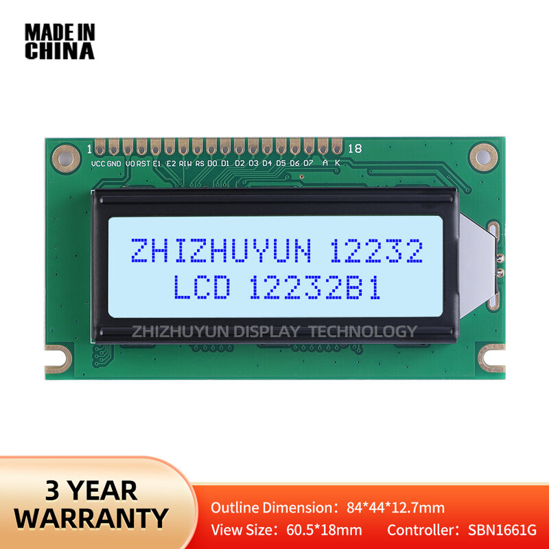 จอ122X32ดอตเมทริกซ์ตัวละคร12232B1ฟิล์มสีเทาตัวอักษรสีฟ้าควบคุมการ SBN 1661G หน้าจอ LCD สินค้ามีเสถียรภาพ