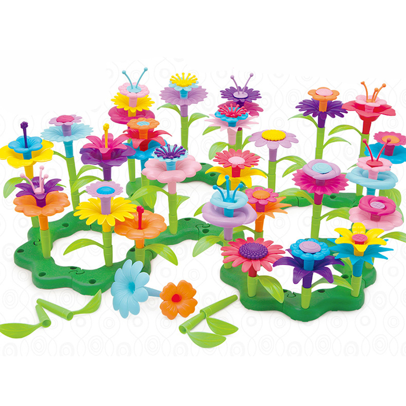 109 Buah/Set Mainan Menyusun Bunga Edukasi DIY Blok Interkoneksi Warna-warni Kreatif Permainan Taman Bangunan untuk Anak Perempuan