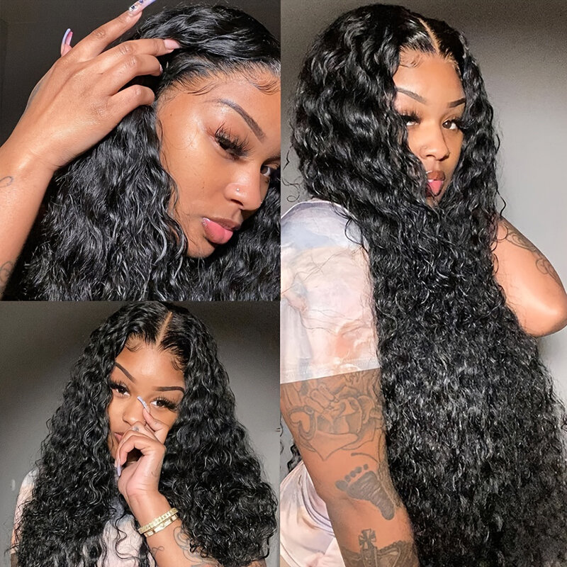 Deep Wave Frontal Wig Brazilian Human Hair Wigs For Women Choice 30 Inch Transparent Loose Wave Lace Front Glueless Wig on sale