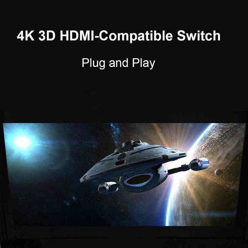 Mini Switch compatível com HDMI, Switcher Splitter, Hub para Xbox, PS4, DVD, HDTV, PC, Laptop, TV, 1080p, 3 entradas, 1 saída, 4K * 2K
