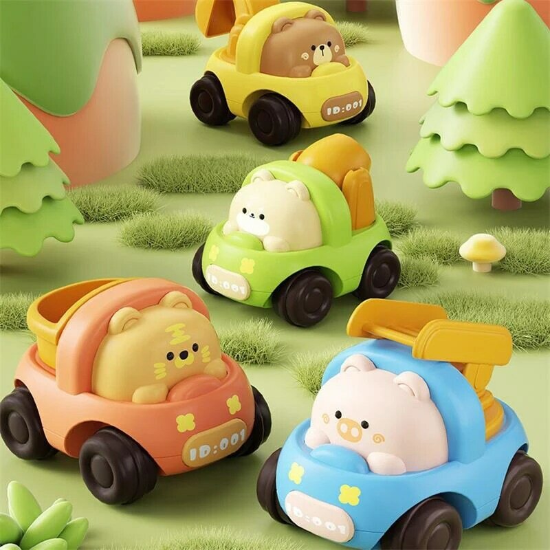 Mini carro de brinquedo dos desenhos animados para crianças, Press Go Veículos, Inércia Pull Back Cars para meninos do bebê, Educação Infantil Rastejando Brinquedos