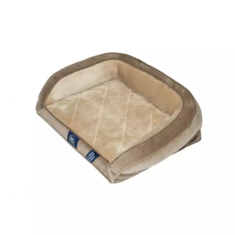 Serta Gel Memory Foam Quilted Ortho Couch Dog Bed, Small Brown