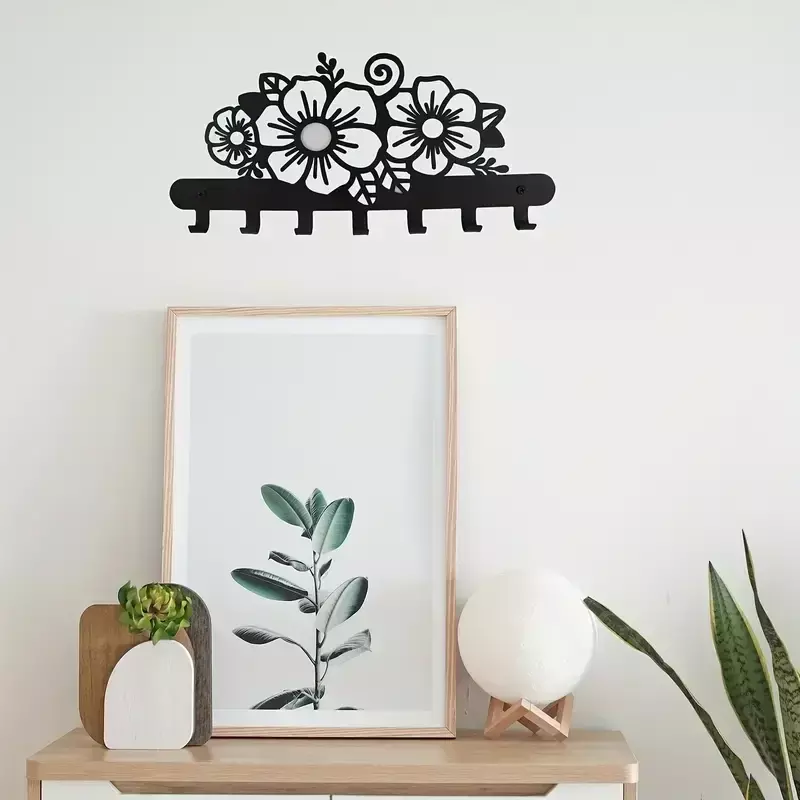 壁に掛けるための金属製の壁ハンガー、創造的な動物と花の収納ラック、コートフック、1個