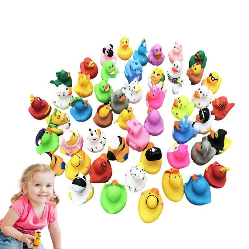Rubber Ducks Set Assorted Duck Bath Toys Kids Shower Toy Dashboard Duck Toy Car Decor for Classroom Summer Beach Pool Party