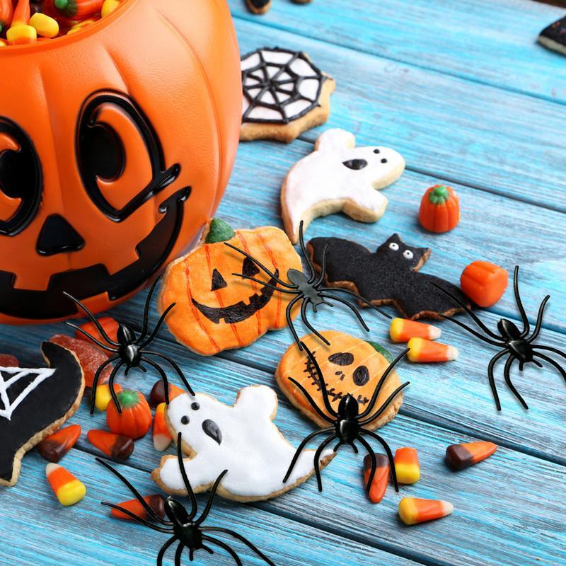 Mainan laba-laba Halloween, dekorasi kecil realistis laba-laba mainan 200 buah Halloween laba-laba kecil dekorasi Halloween