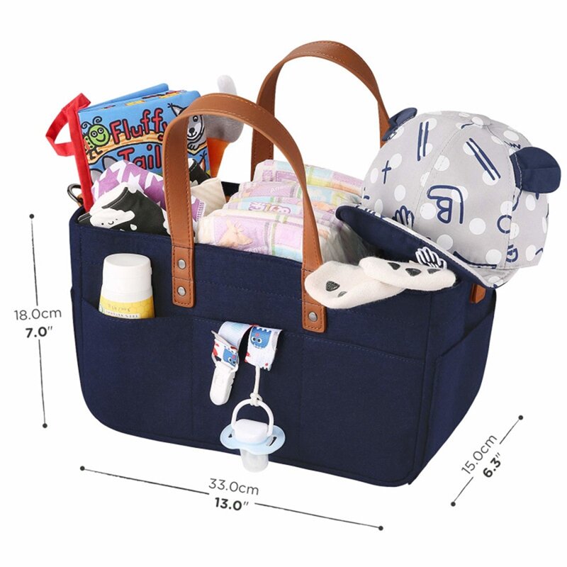 Cesta organizadora de fieltro para bebé, bolsa de pañales infantil con asa, cambiador de pañales, portador de almacenamiento para niños