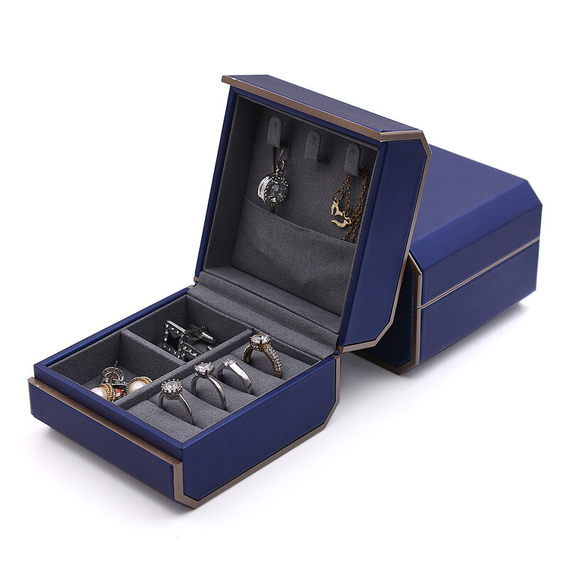 Kotak Organizer perhiasan kelas atas untuk perjalanan, anting-anting, Kalung liontin, tempat penyimpanan, kotak perhiasan portabel PU Joyero