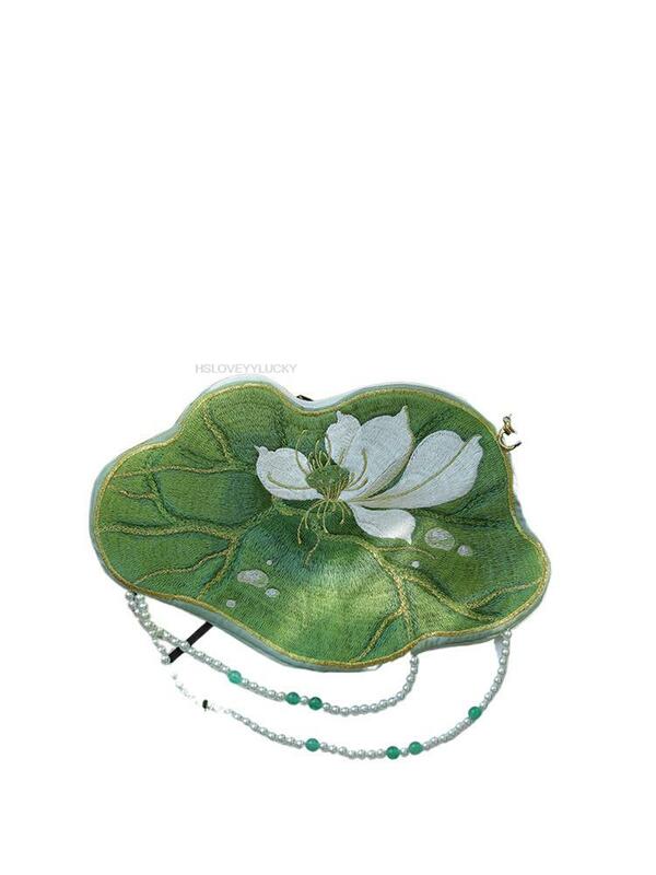 Tas tangan Hanfu tradisional Cina tas kuno wanita gaya antik gaya Lotus bordir rumbai Retro Cina hadiah tas