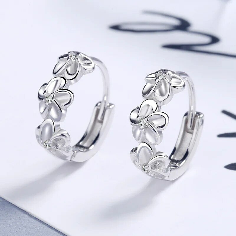 Top Verkoop 925 Sterling Zilveren Naald Oorbellen Voor Dames Bruiloft Mode Hoge Kwaliteit Sieraden Kristal Zirkoon Bloem Schattige Stud