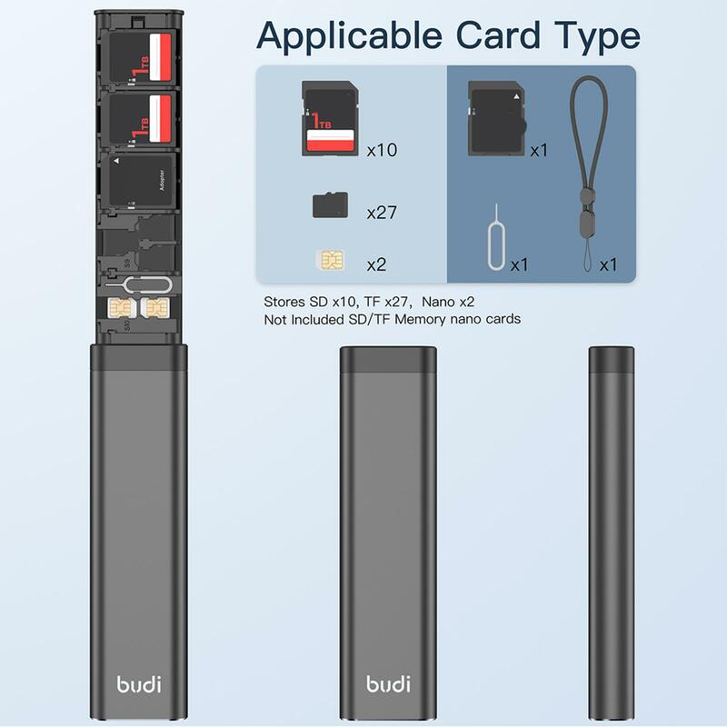 BUDI-caja de almacenamiento para tarjeta de memoria Flash 30 en 1, estuche para tarjeta Micro SD SIM SD, soporte multifuncional para teléfono, caja a prueba de golpes