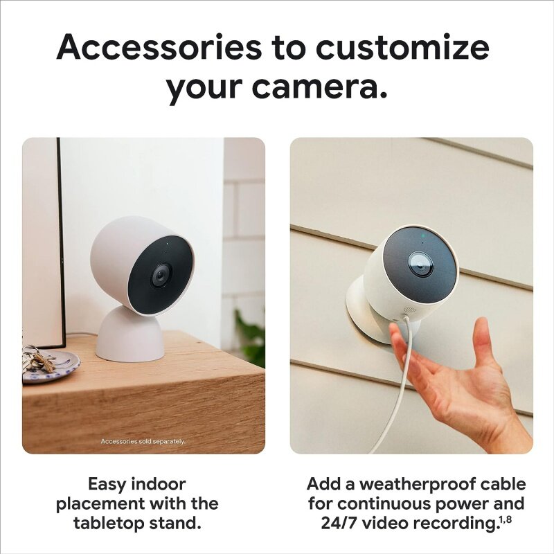 Google Nest Outdoor ou Indoor Cam, Bateria, 2ª Geração, 3 Pack