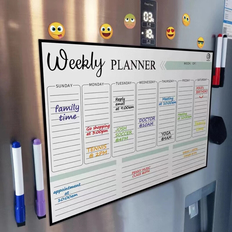 2023 New Magnetic Monthly Weekly Planner Calendar Table Dry Erase Whiteboard Blackboard Fridge Sticker Message Board Menu