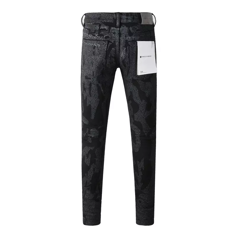 Фиолетовые брендовые джинсы, модные высококачественные джинсовые брюки с персонализированным ремонтом, низкие узкие джинсовые брюки с текстурой покрытия