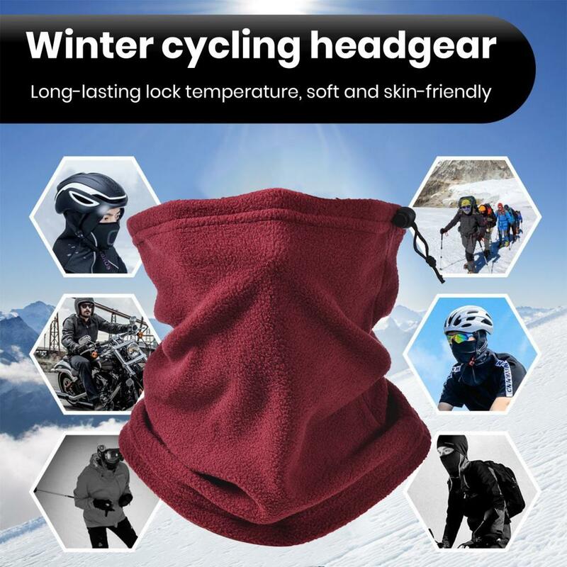 Running Sport Scarf Multifunctional Polar Fleece Neck Gaiter with Drawstring Design for Winter Sports Cycling Thick for Running