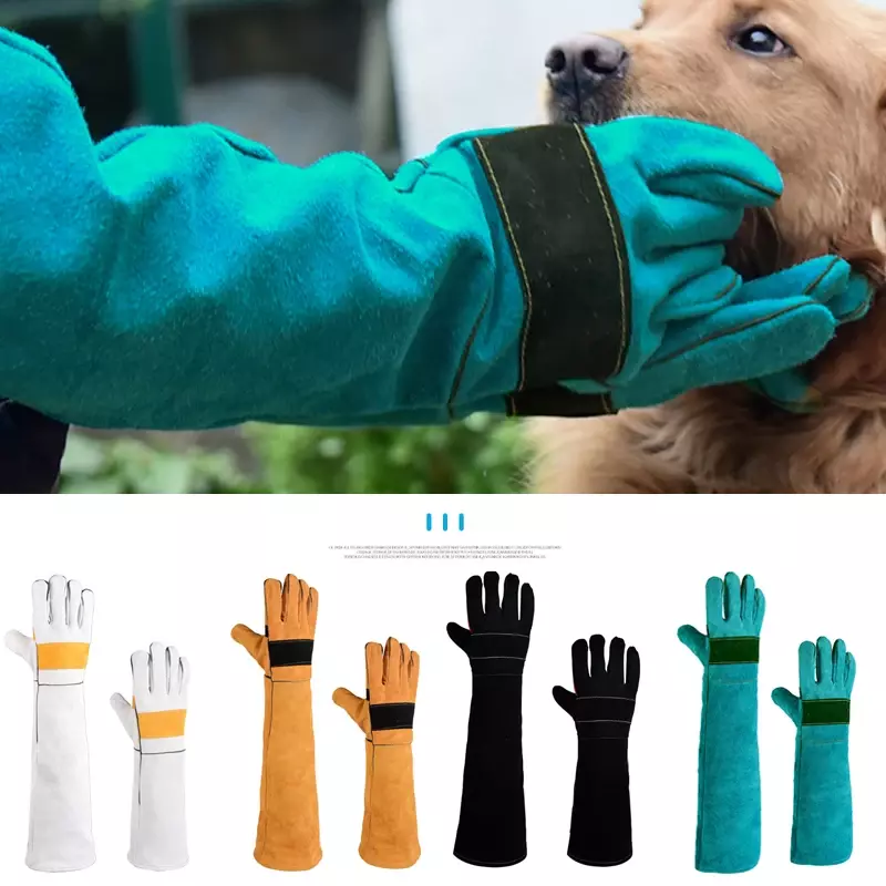 Gloves for Dog Accessories Cowhide Leather Anti Bite Scratch Protective Gloves Snake Lizard Cat Gardening Pet Products Gloves