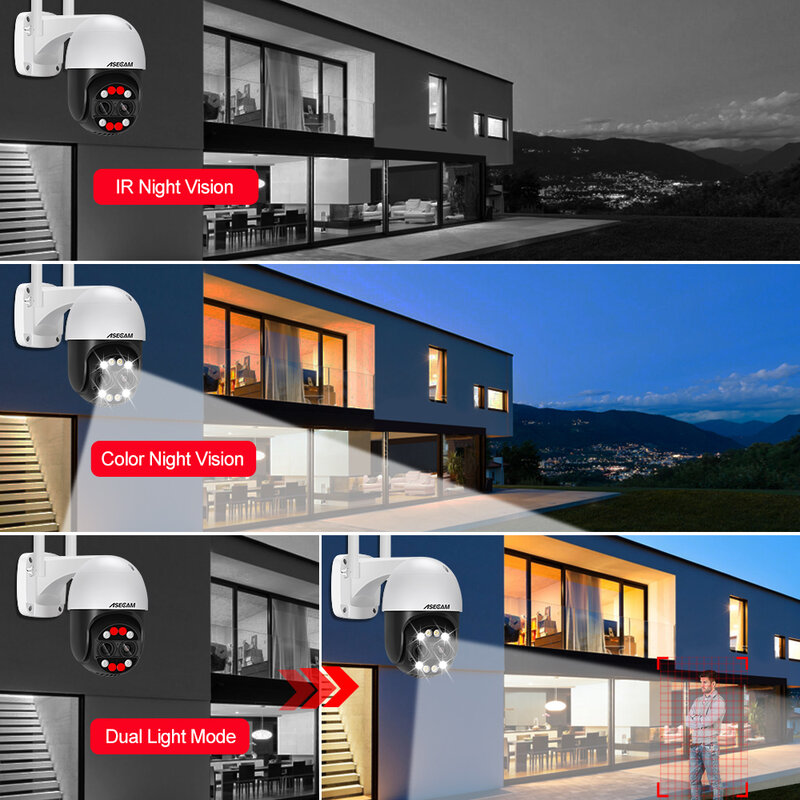 8mp 듀얼 렌즈 2.8mm -12mm 8x 줌 4K PTZ 와이파이 IP 카메라 야외 AI 인간 추적 CCTV 오디오, 홈 보안 감시 카메라