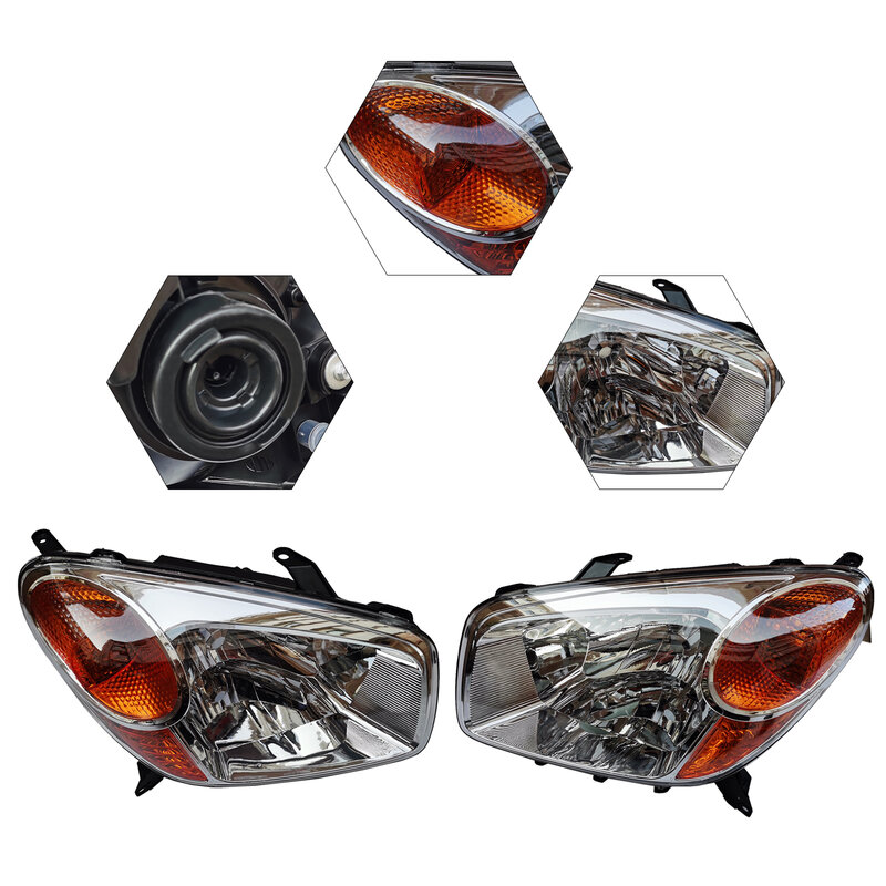 1 Pair Halogen Headlights Headlamps Left & Right Set 8110542280 for 2004-2005 Toyota Rav4