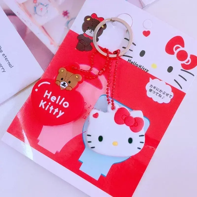 Sanrio Kawaii My Melody HelloKitty sarung kunci silikon gantungan kunci antidebu gantungan kunci kartun hadiah anak-anak