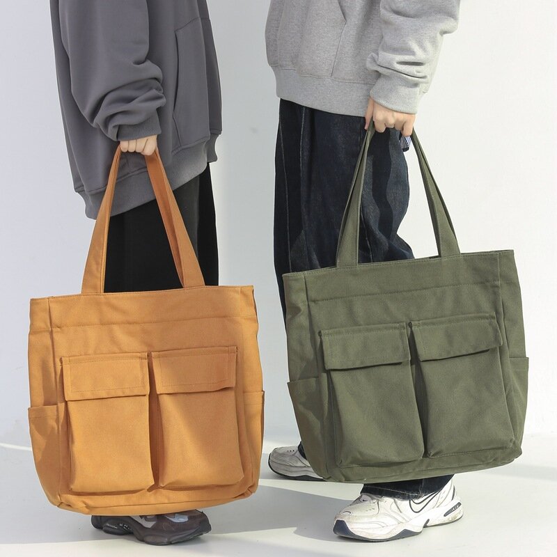 女性のデザイナーショルダーバッグ,大容量の無地のキャンバスバッグ,カジュアル,ユニセックス