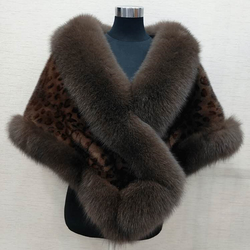 2023 Fashion Women's Imitation Fox Fur Dress Cheongsam Cape Winter New Style0112