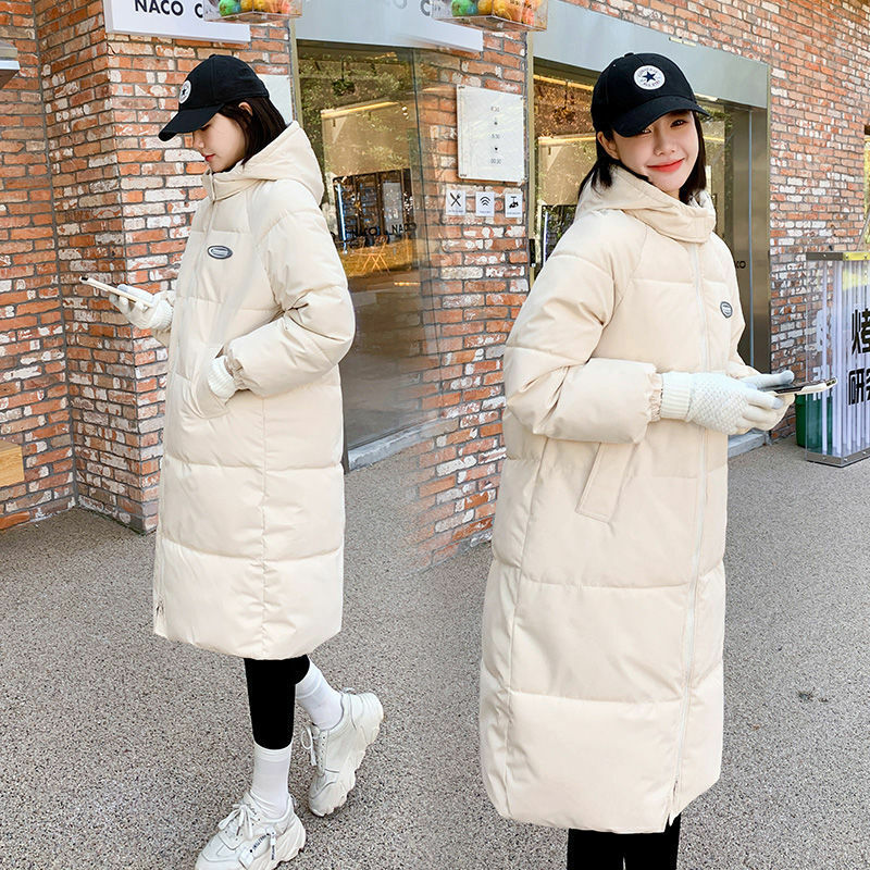 Jaqueta coreana de penas feminina, jaqueta puffer feminina, casacos longos de algodão, inverno, 2023