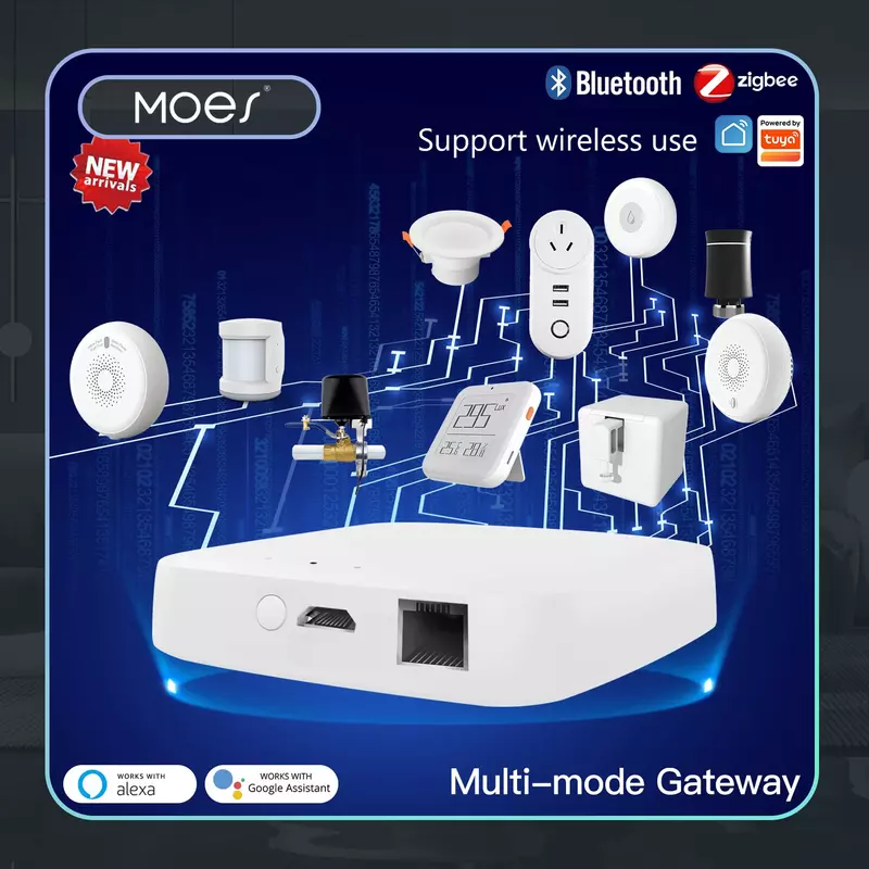 MOES-Tuya Smart Wired Multi-Mode Gateway, ZigBee Bluetooth Mesh Hub, Smart Life App, Controle Remoto de Voz via Alexa Google Home