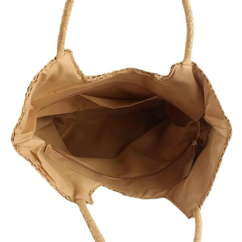 Borsa da donna intrecciata di grande capacità intrecciata in erba borsa a tracolla a tracolla borsa da spiaggia alla moda e popolare