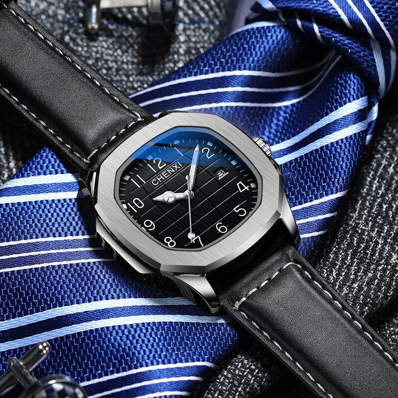 Chenxi jam tangan pria merek 2022, jam tangan olahraga merek terkenal mewah kulit tahan air tanggal