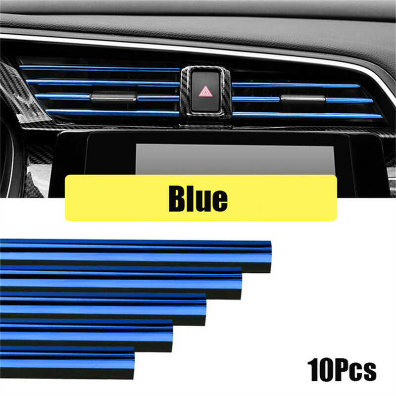 10Pcs Car Interior Air Conditioner Outlet Decoration Stripes Cover Accessories Car Air Conditioning Vent Decorative Strips