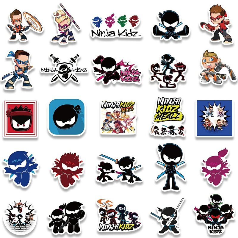 Autocollants du jeu Ninja Kidz pour enfant, étiquettes pour scrapbooking, moto, skateboard, vélo, ordinateur portable, téléphone, valise, voiture, jouet cool, 50 pièces