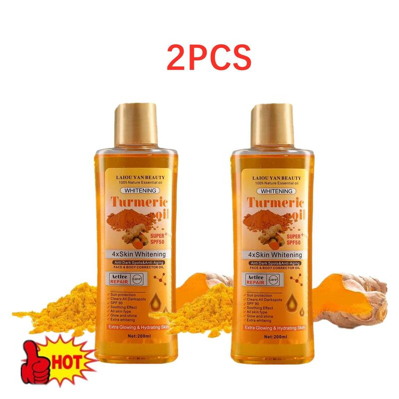 2Pcs Turmeric Essential Oil 400ml For Face & Body Anti Dark Spots Anti Aging 100% Natural Oil Skin Whitening And Hydrating