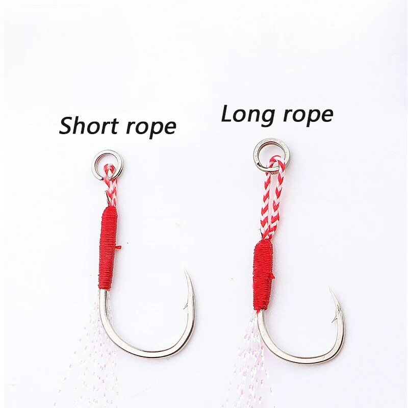 20 Pcs Fishing Lure Hooks Slow Jigging Cast Jigs Barbed Single Thread Feather Pesca High Carbon Steel Accessories