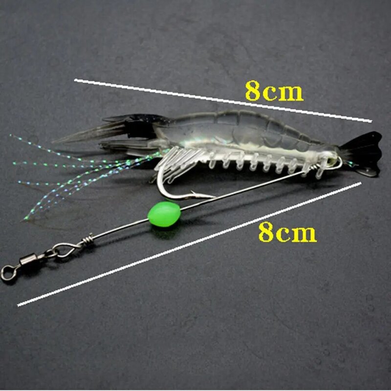 5g Fisch köder mit Perle simuliert leuchtenden Garnelen weichen Köder mit Haken Angel köder künstliche universelle Angel zubehör 8cm