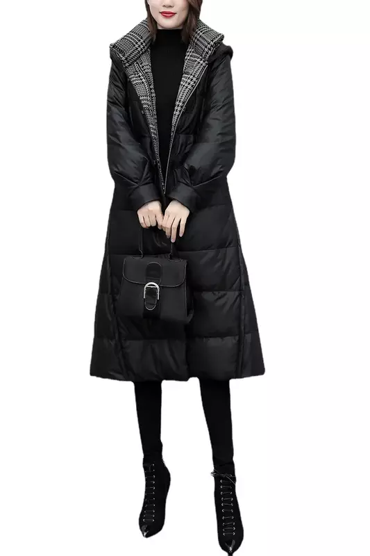 Tcyeek-Chaqueta de piel auténtica con capucha para mujer, abrigo elegante de piel de oveja, invierno, 2023