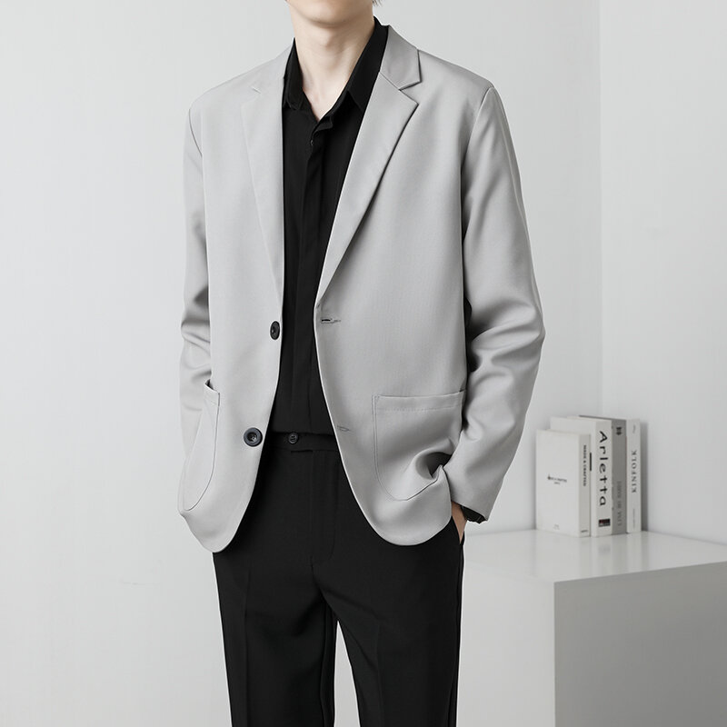 2023 Spring Autumn New Men Blazer Business Fashion Smart Casual Baggy Korean Style Office Slim Fit Trendy Suit Jacket L63