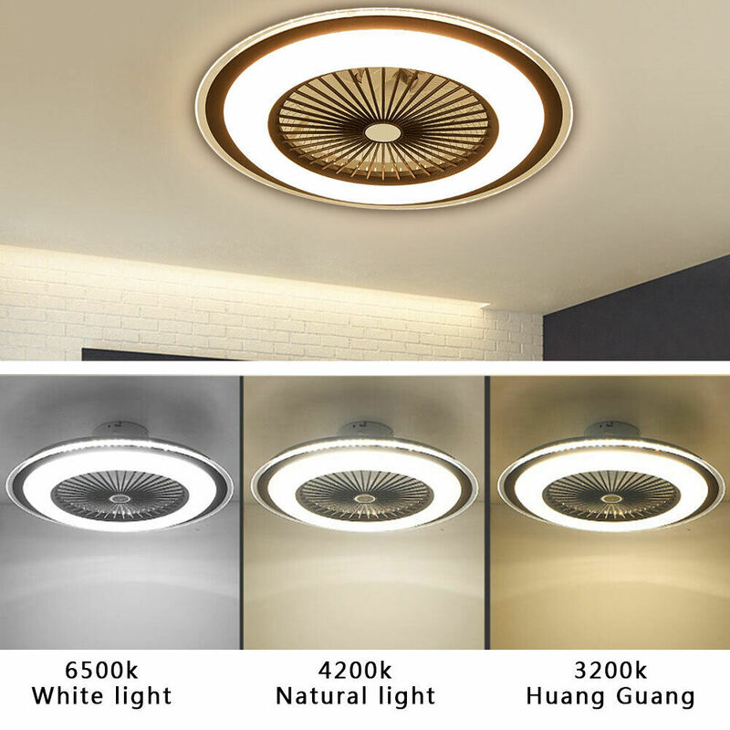 Ceiling Fan with Light Kit 23 Inch Modern LED Remote Control Semi Flush Mount Fandelier with Invisible Acrylic Blades LED Silent
