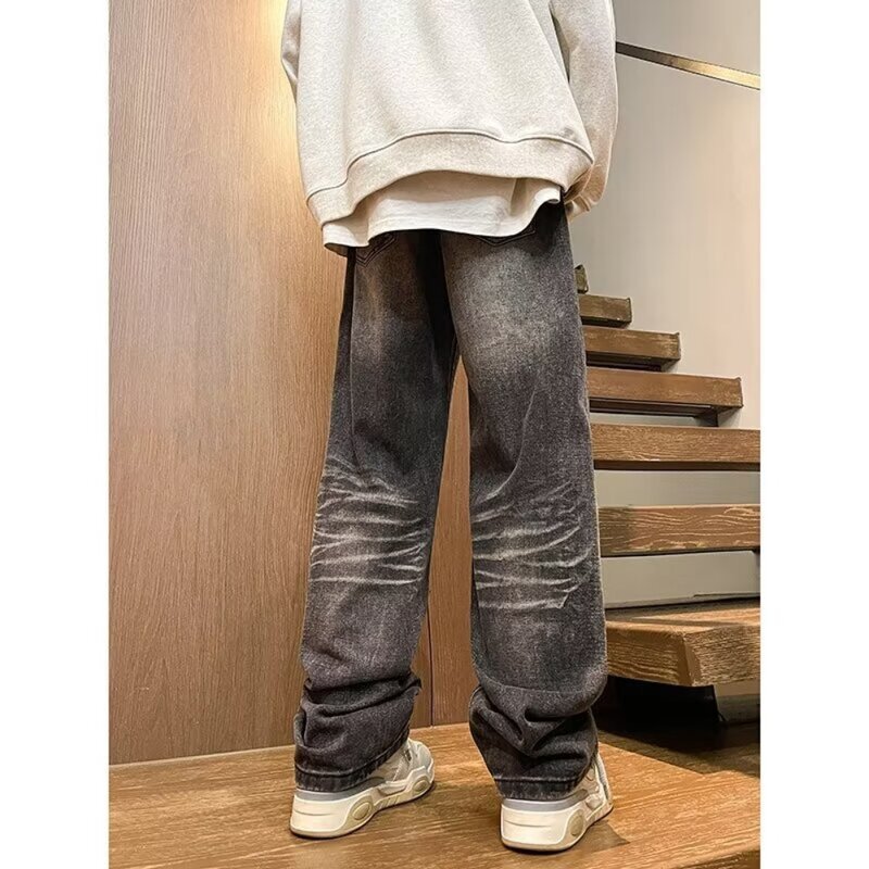 Pantalones informales para hombre, Vaqueros holgados de gran tamaño, versión coreana de Harajuku, ropa de alta calidad, Otoño, 2024