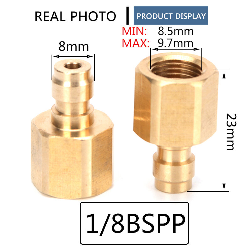Copper Quick Coupler Connector Fittings Air Refilling 1/8NPT M10x1 1/8BSPP Thread 8MM Female Plug Socket 2pcs/set