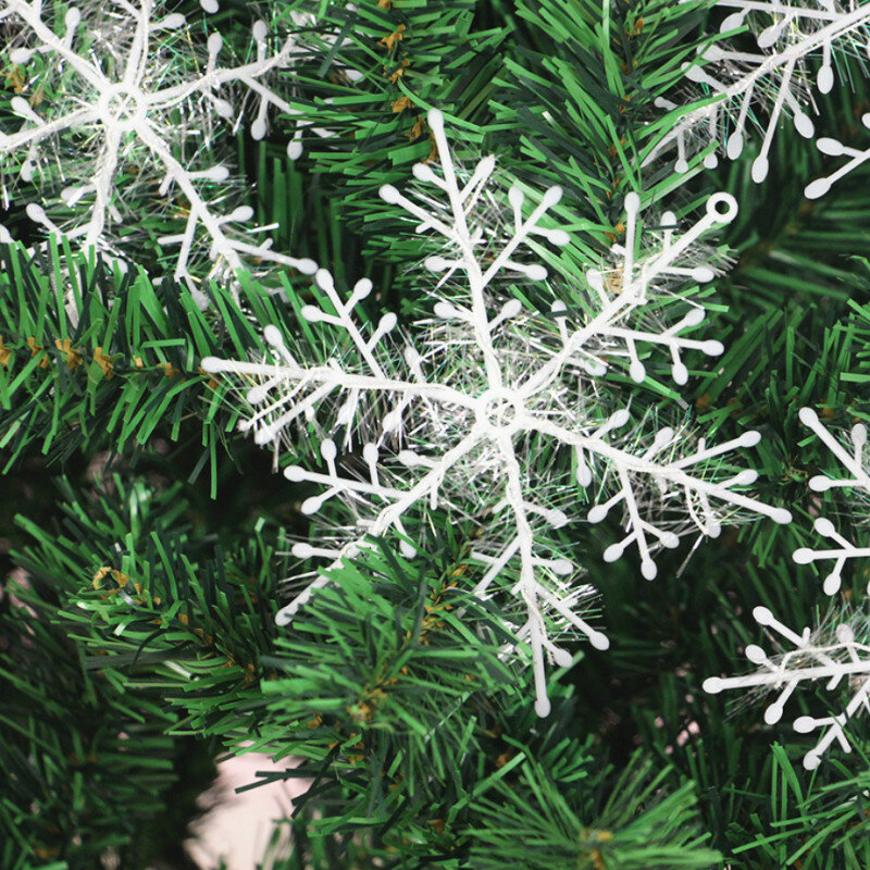 Quente novo 3/9/18/30 pçs decoração da árvore de natal flocos de neve 11cm plástico branco artificial neve decoração de natal decoração de festa
