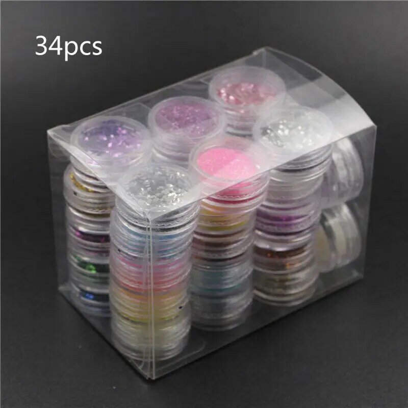34 Colors Resin Pigment Mica Powder Glitters Sequains Art Jewelry Making